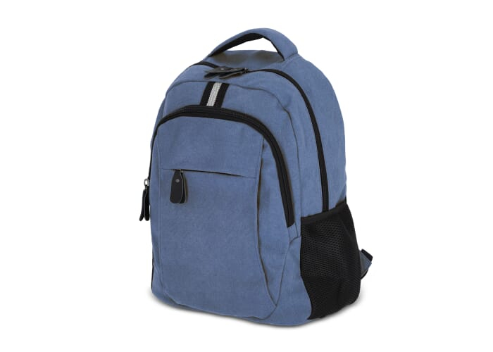 Sac à dos en toile de coton recyclée publicitaire Harper Bleu foncé